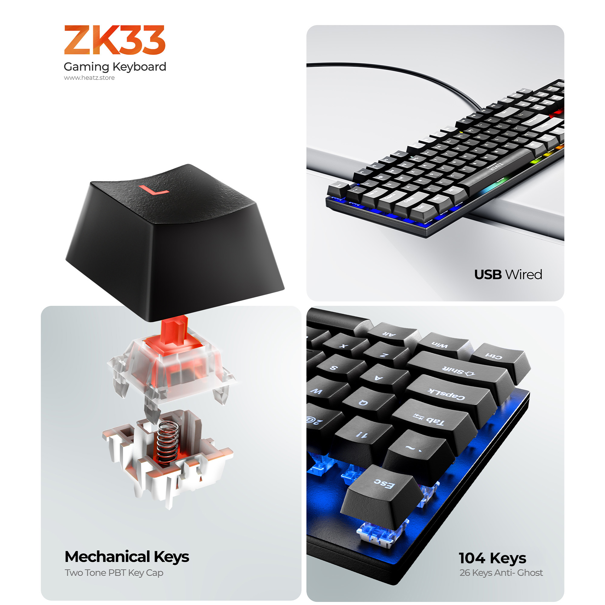 ZK33 Mechanical Gaming Keyboard – Feel Every Move